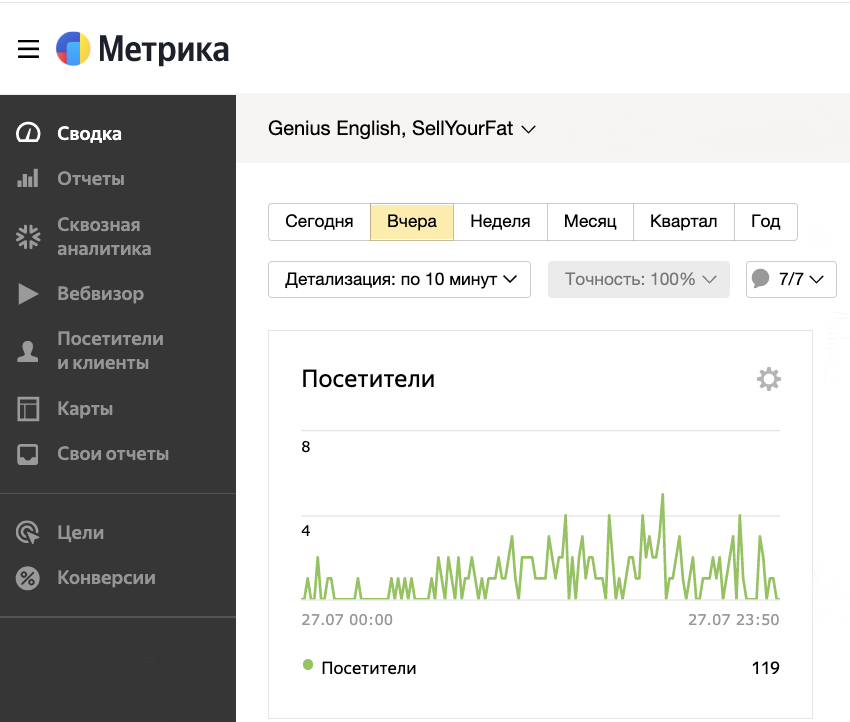 Скриншот с платформы "Метрика"